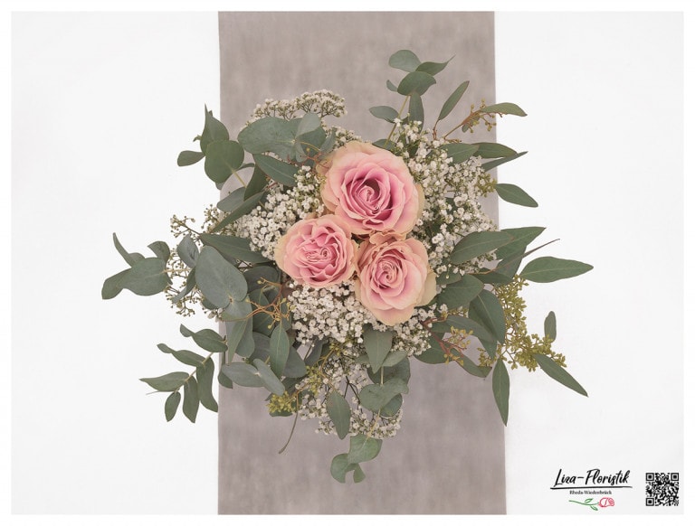 Brautstrauß mit rosa Rosen - oben -