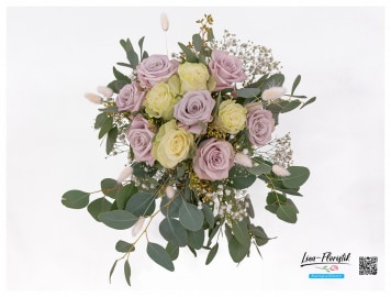 Brautstrauß mit Eukalyptus und Rosen - oben